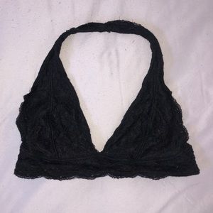 Black lace halter bralette